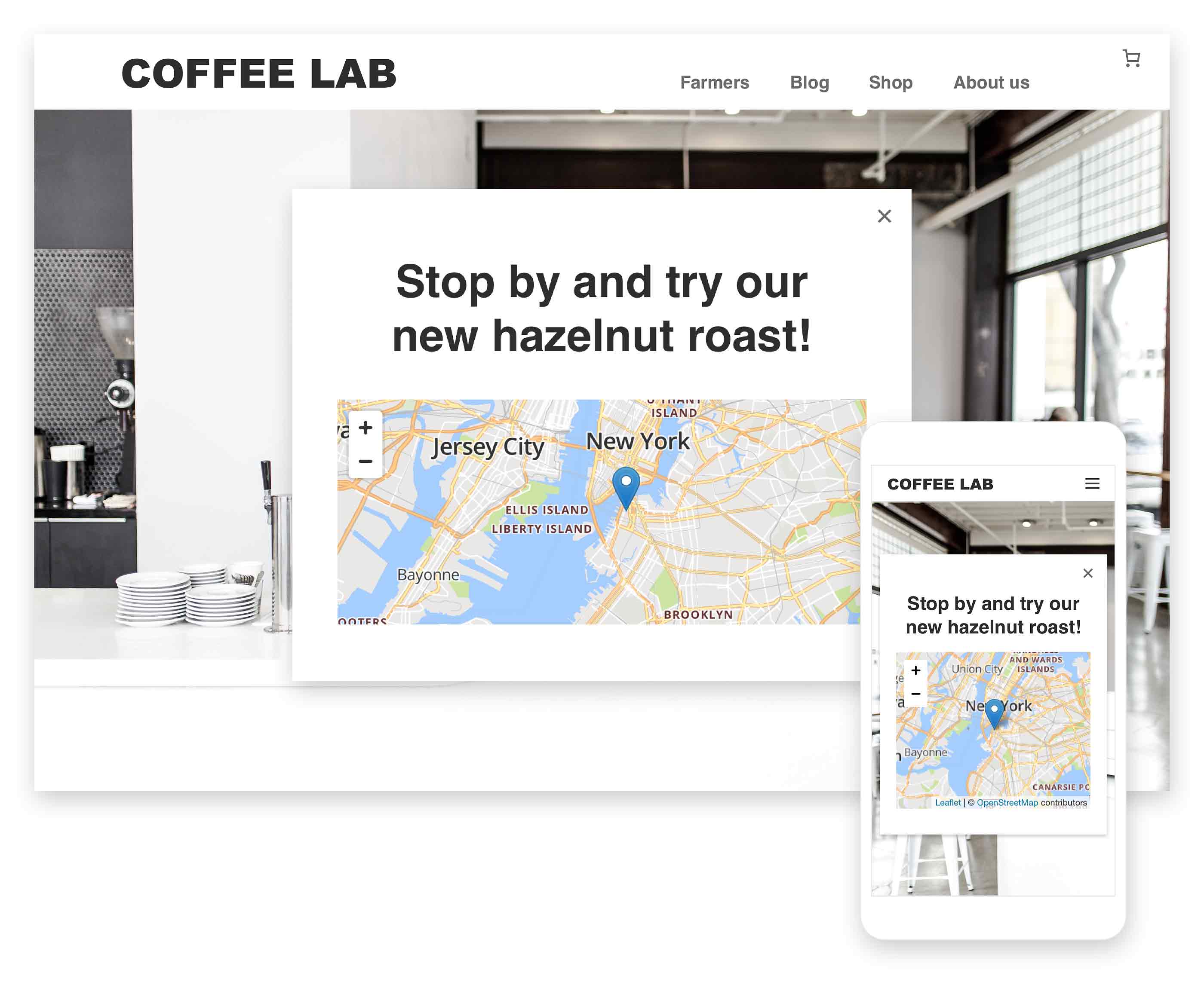 Mono On-Site Engagements is displayed with a map to show an example of how to personalize your website.