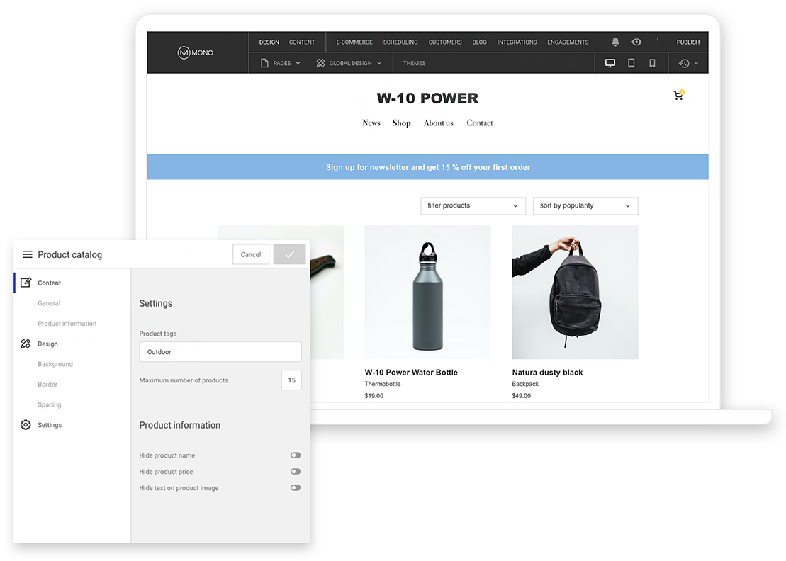 An example of a Mono E-commerce website built on the Mono Platform.
